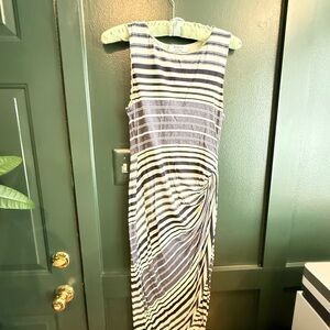 Bailey 44 Black and White Striped Midi Dress